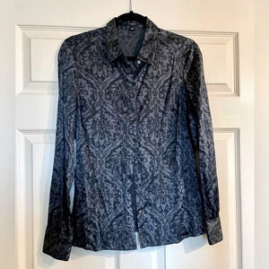Ann Taylor Black and Gray Patterned Blouse